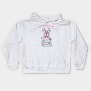 One more chapter, cute dog reading Kids Hoodie